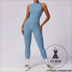 Elevate your workouts with our naked yoga jumpsuit - haze blue / s