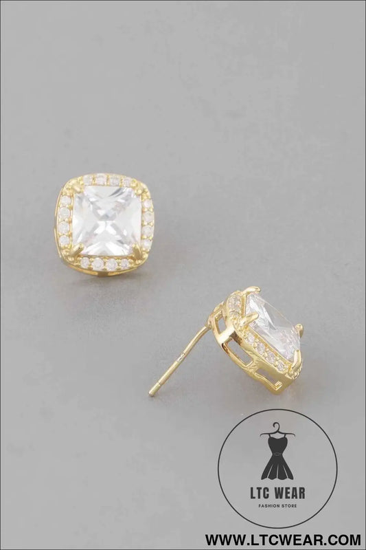 Embedded Cubic Rhinestone Stud Earrings