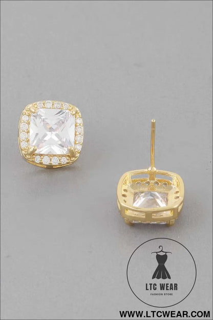 Embedded Cubic Rhinestone Stud Earrings