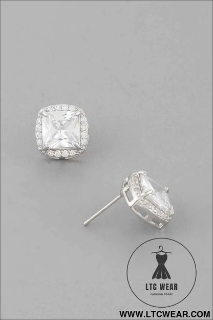 Embedded Cubic Rhinestone Stud Earrings