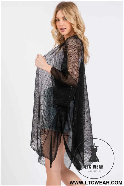 Embellished Sequin Mesh Cover Up