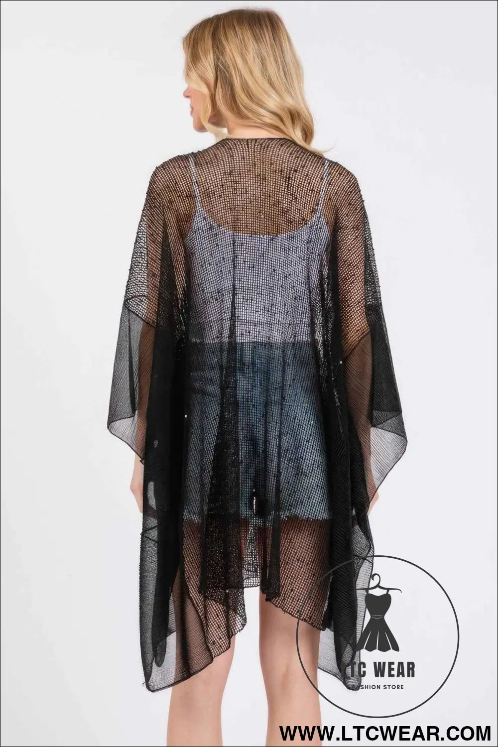 Embellished Sequin Mesh Cover Up