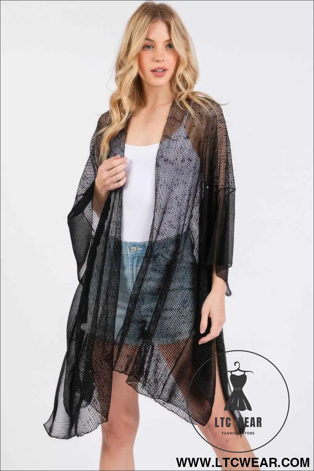 Embellished Sequin Mesh Cover Up