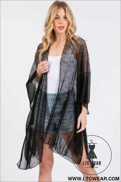 Embellished Sequin Mesh Cover Up