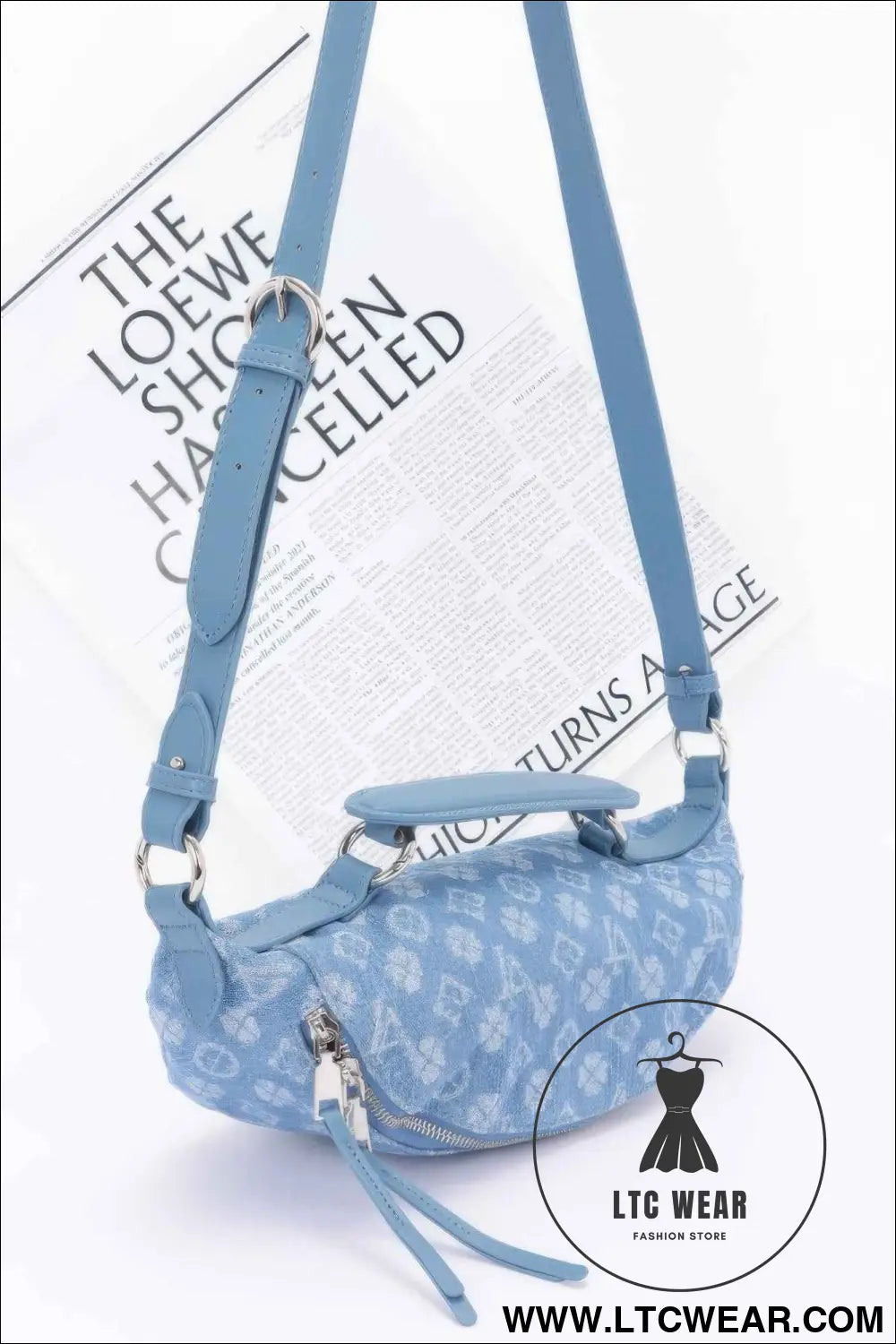Embossed Denim Crossbody Bag
