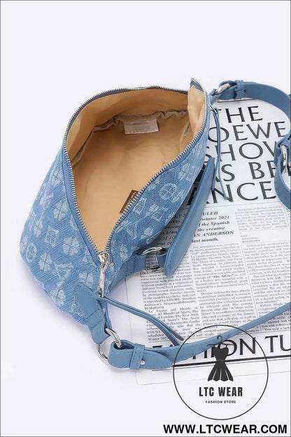 Embossed Denim Crossbody Bag