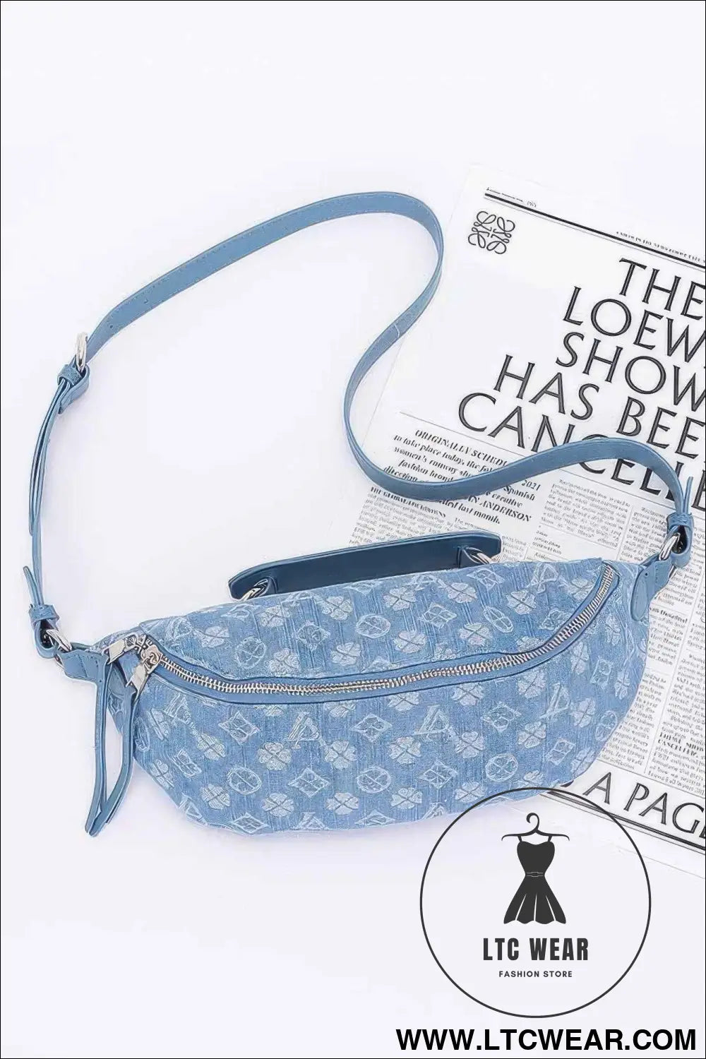 Embossed Denim Crossbody Bag