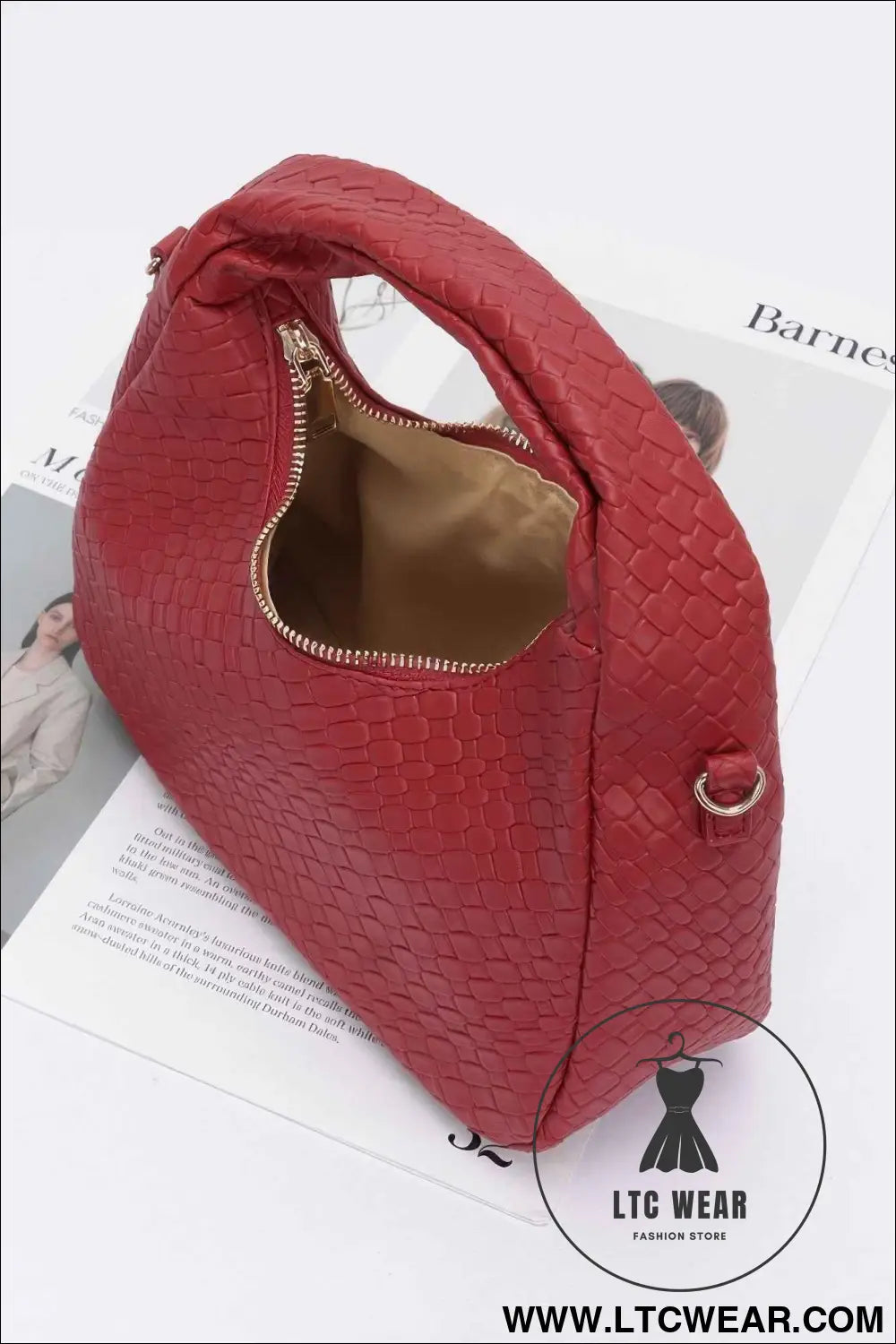 Embossed Faux Leather Hobo Bag