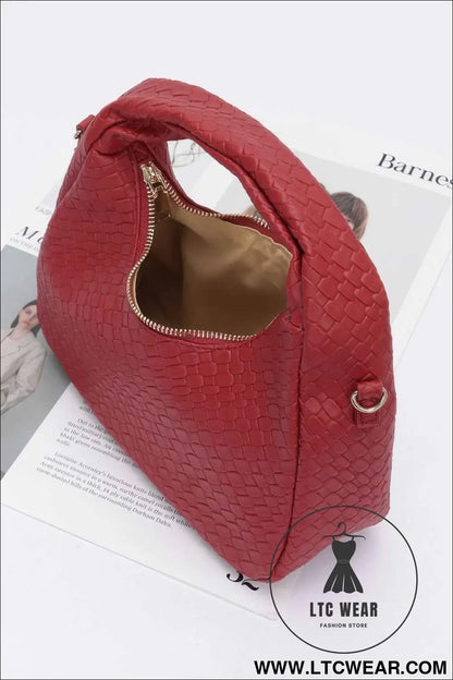 Embossed Faux Leather Hobo Bag