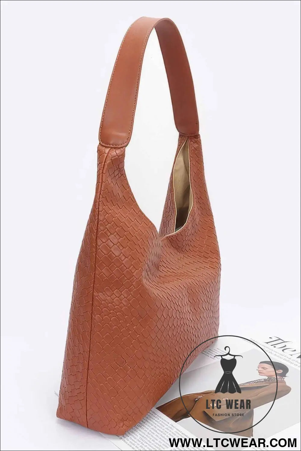 Embossed Faux Leather Shoulder Bag