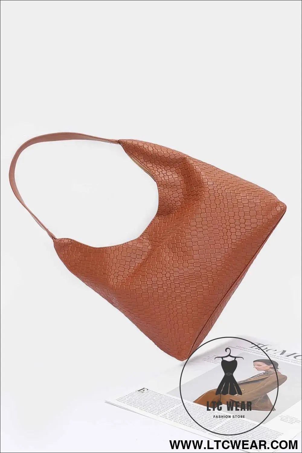 Embossed Faux Leather Shoulder Bag