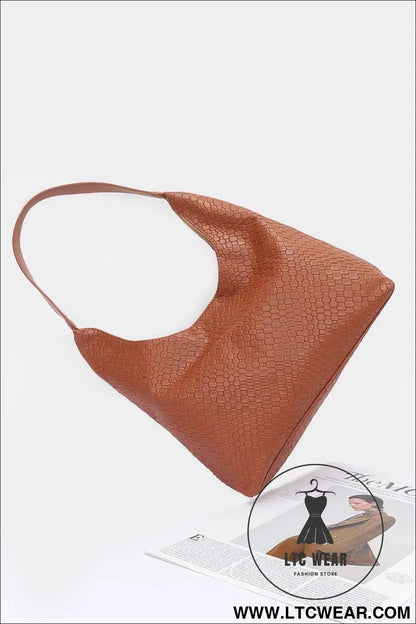 Embossed Faux Leather Shoulder Bag