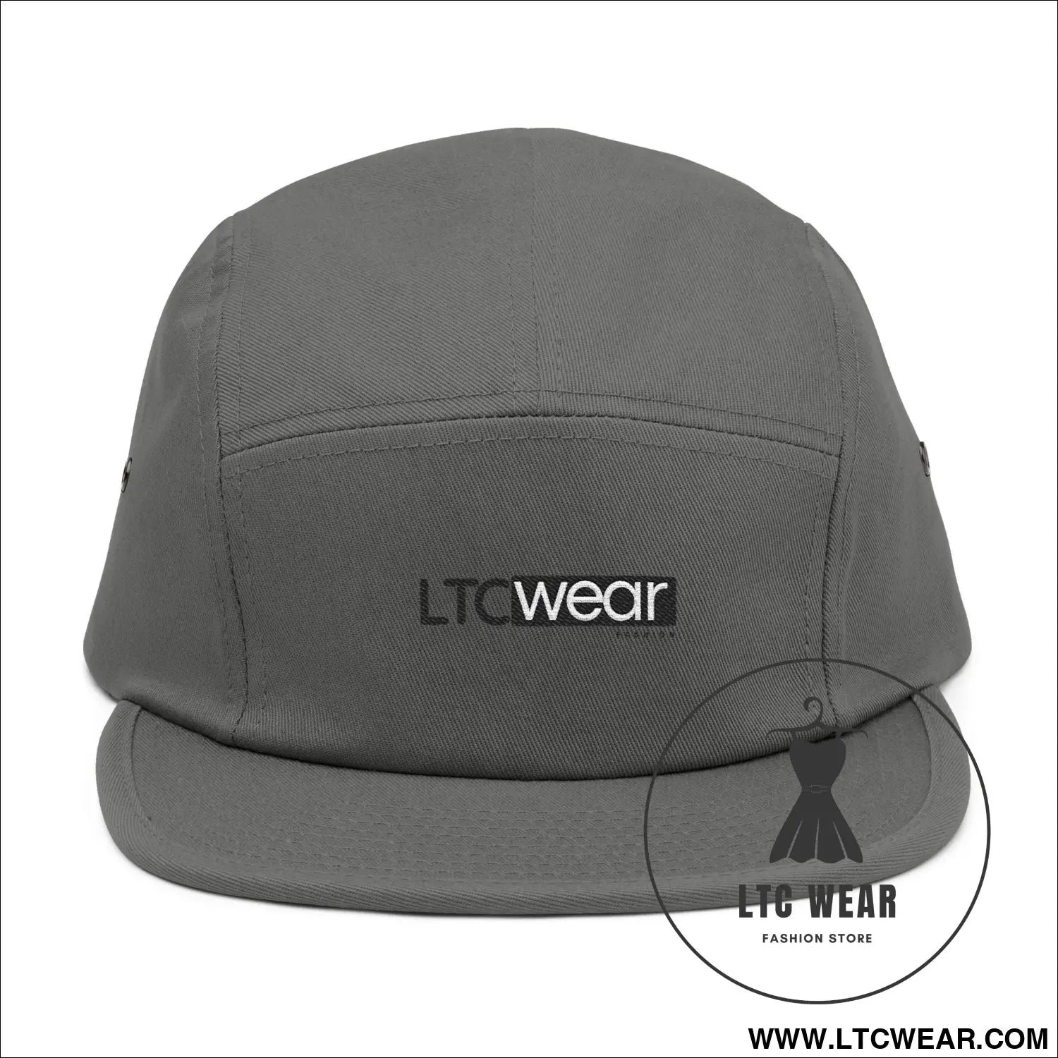 Embroidered 5-panel cotton cap l.t.c wear camper hat - one size / grey - hats