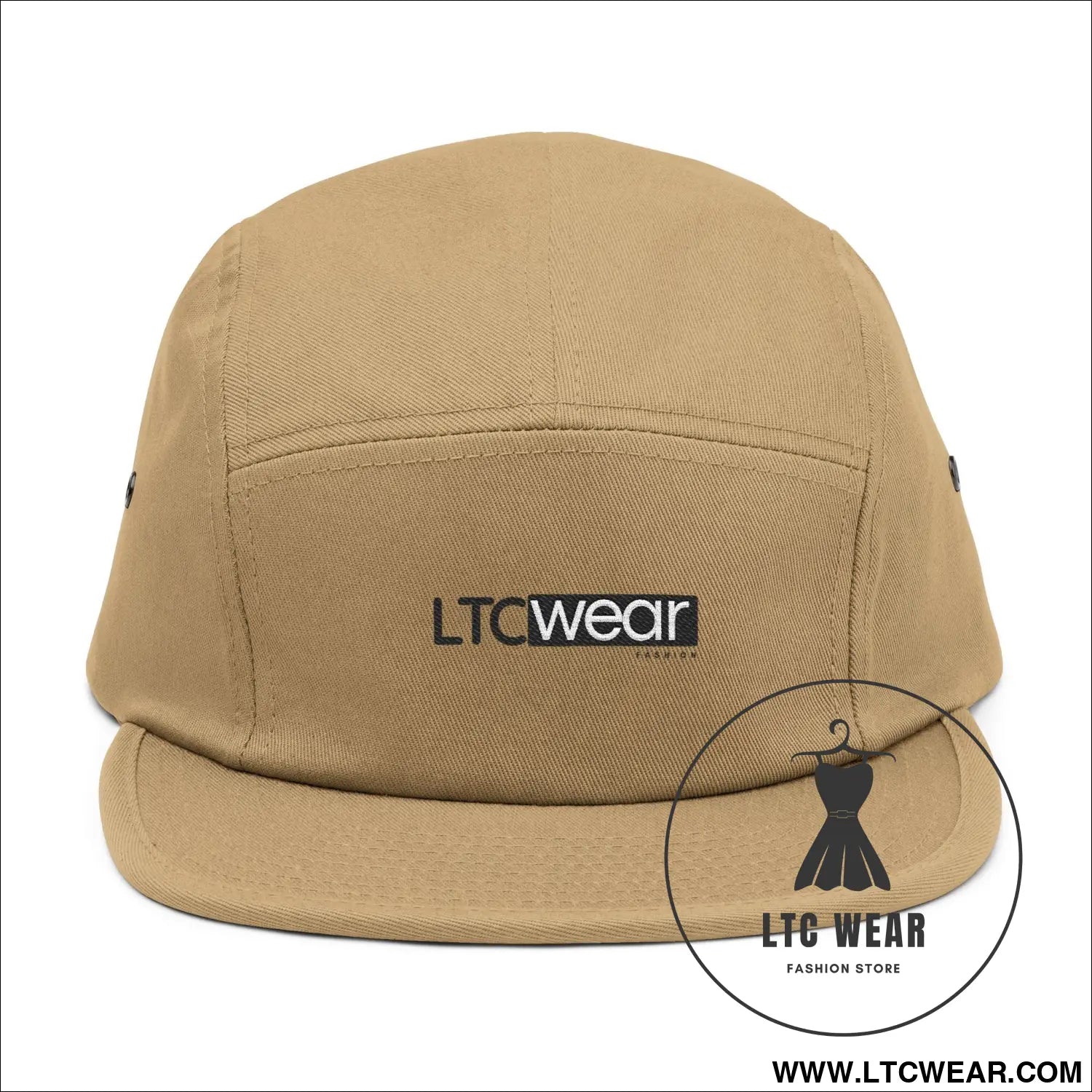 Embroidered 5-panel cotton cap l.t.c wear camper hat - one size / khaki - hats