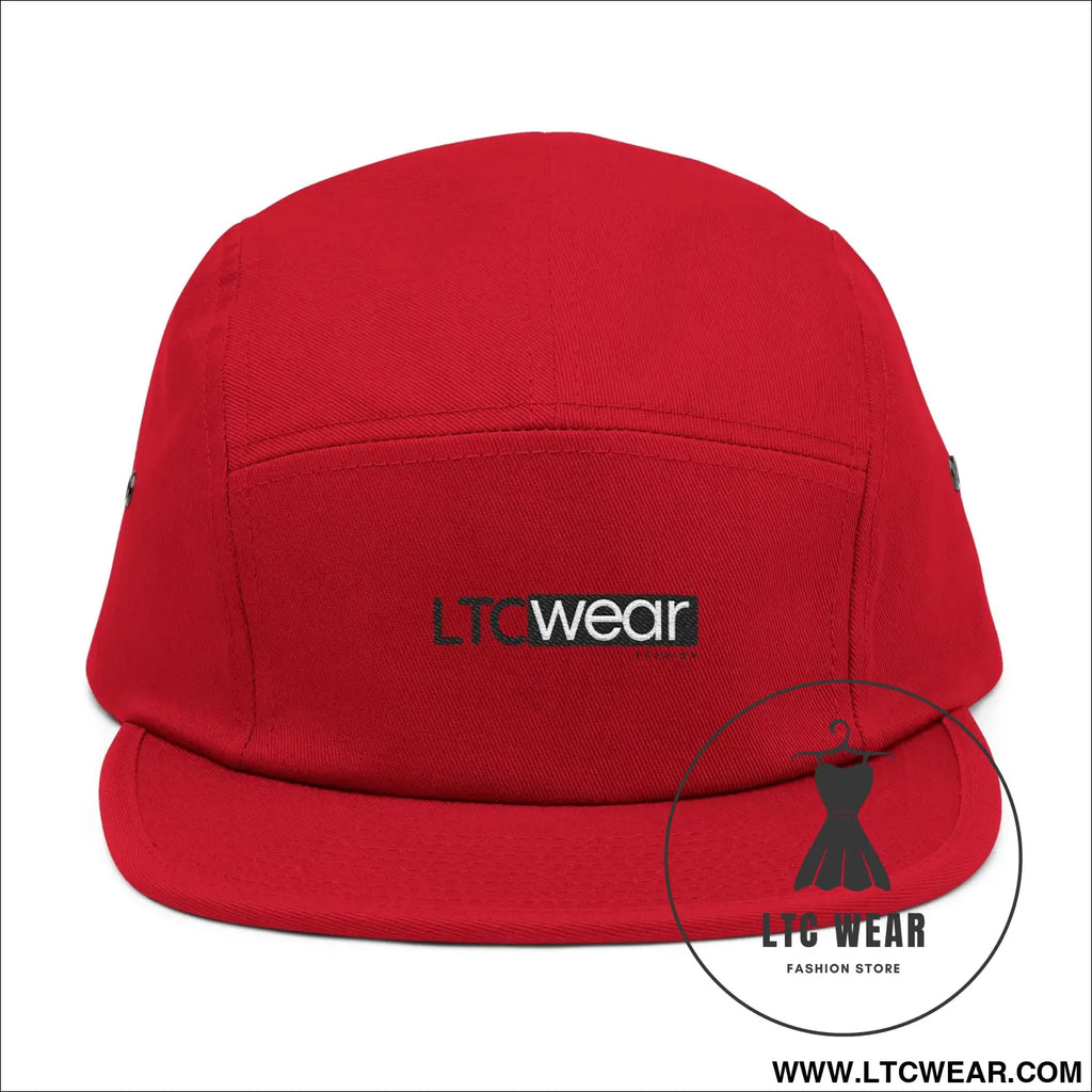 Embroidered 5-panel cotton cap l.t.c wear camper hat - one size / red - hats