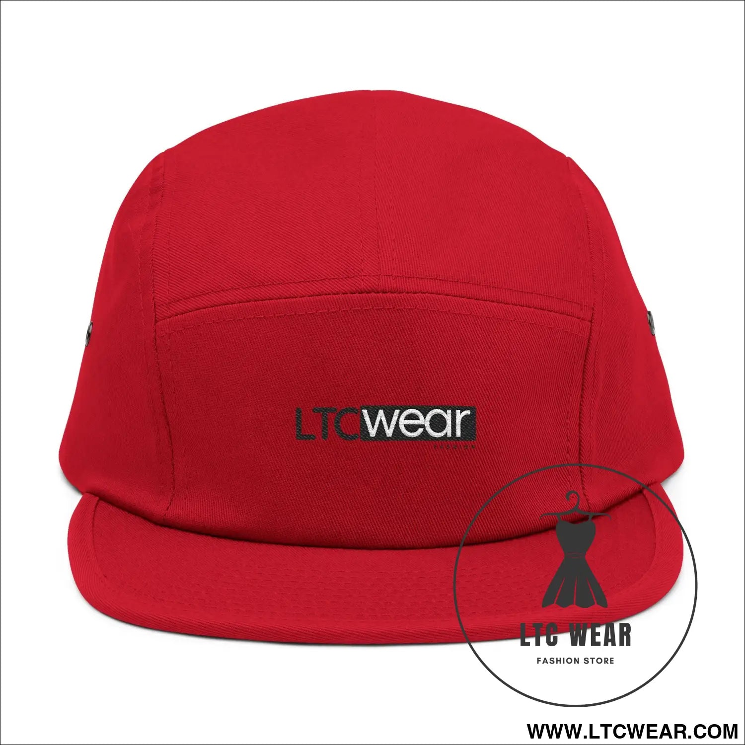 Embroidered 5-panel cotton cap l.t.c wear camper hat - one size / red - hats