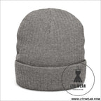 Embroidered ribbed knit beanie l.t.c wear cuffed winter hat - hats