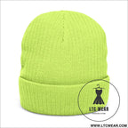 Embroidered ribbed knit beanie l.t.c wear cuffed winter hat - hats