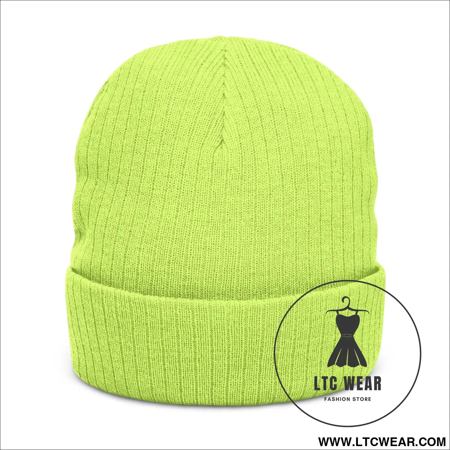 Embroidered ribbed knit beanie l.t.c wear cuffed winter hat - hats