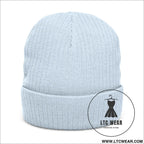 Embroidered ribbed knit beanie l.t.c wear cuffed winter hat - hats
