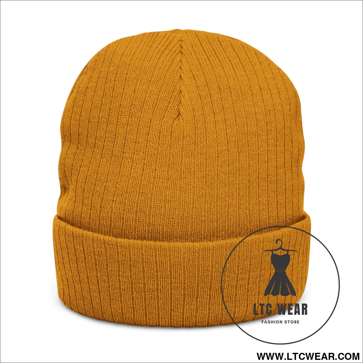 Embroidered ribbed knit beanie l.t.c wear cuffed winter hat - hats