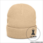 Embroidered ribbed knit beanie l.t.c wear cuffed winter hat - hats