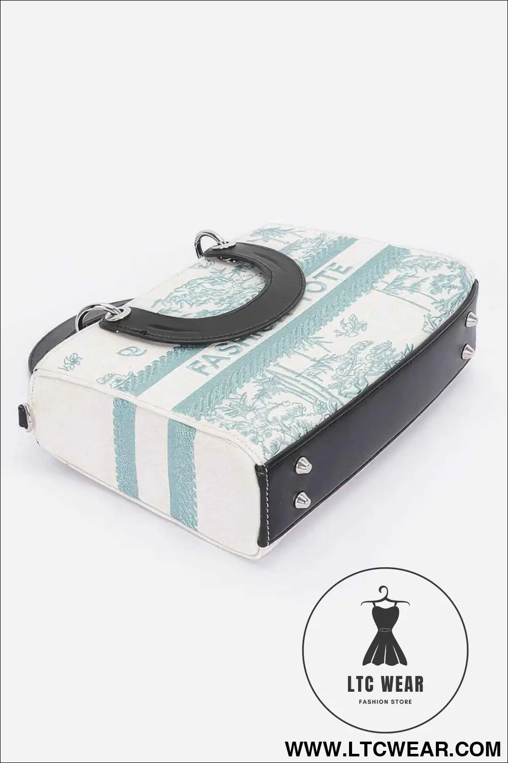Embroidery Faux Leather Tote Bag