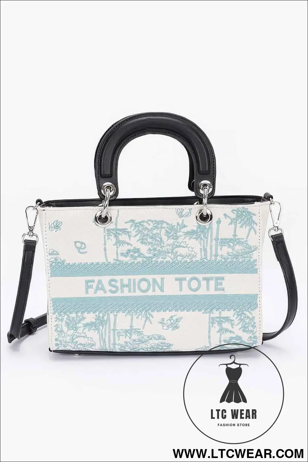 Embroidery Faux Leather Tote Bag