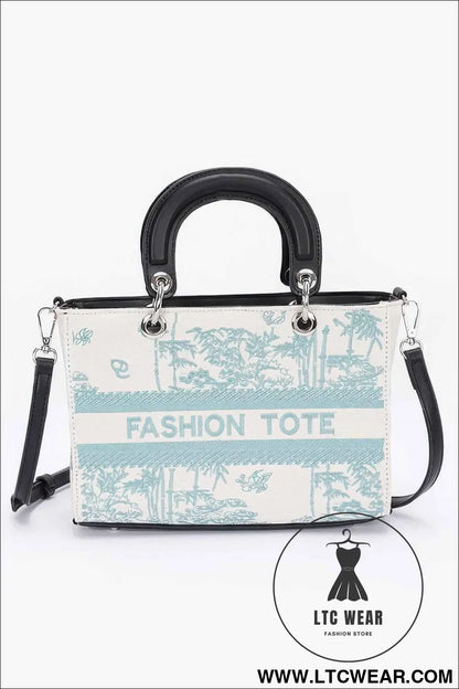 Embroidery Faux Leather Tote Bag