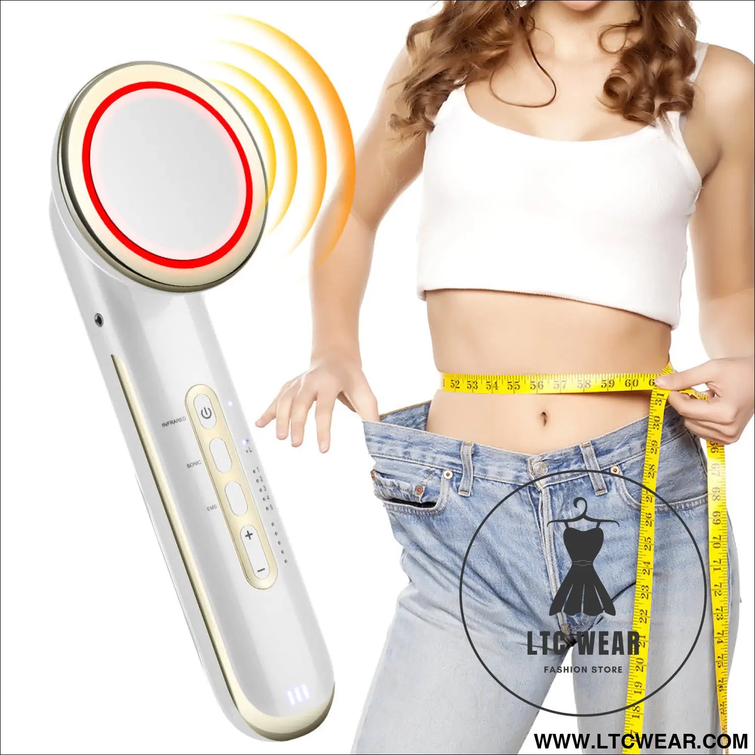 Ems body sculpting device with 5 modes rechargeable far infrared & ultrasonic fat burning slimming beauty instrument