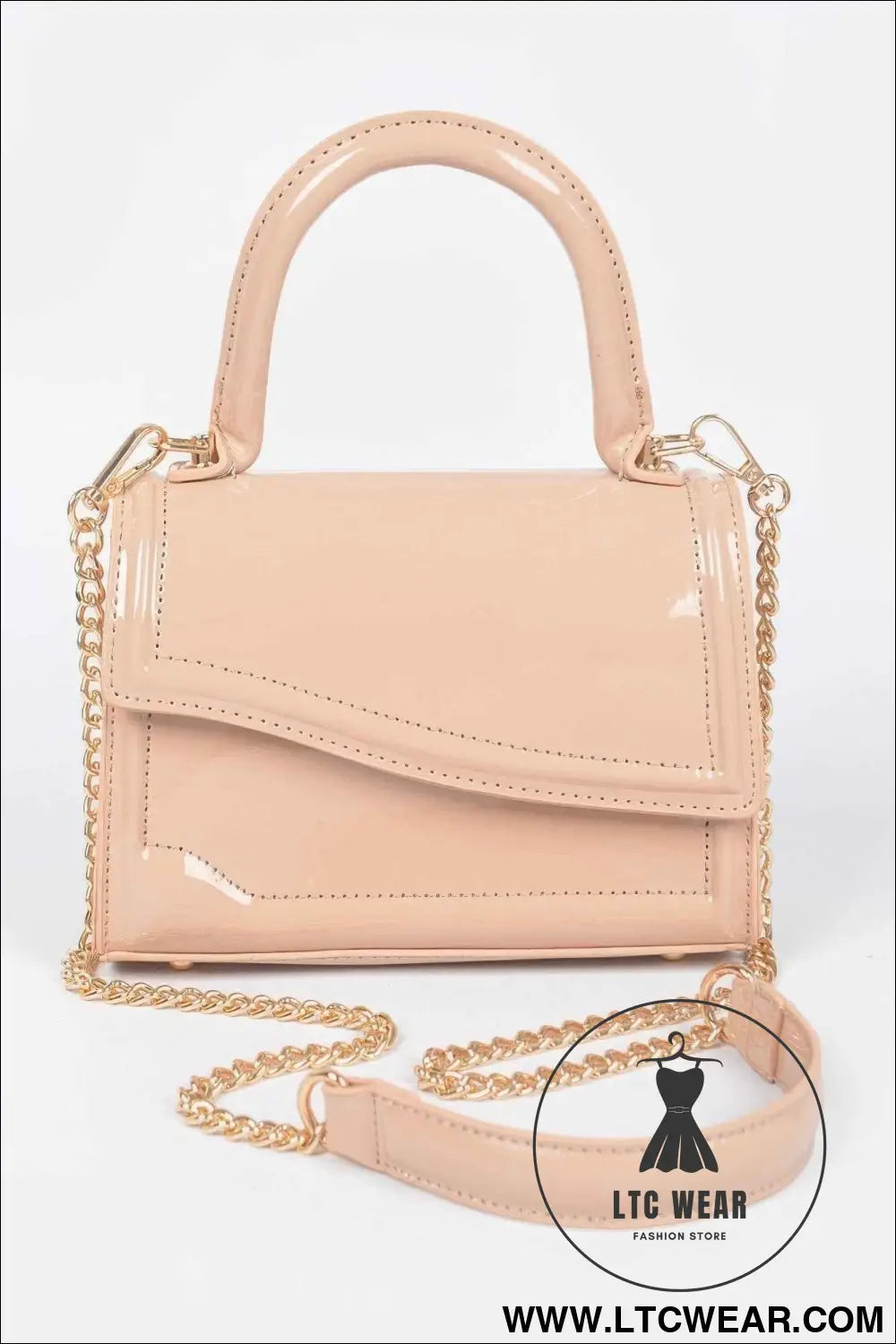 Enamel Faux Leather Top Handle Bag