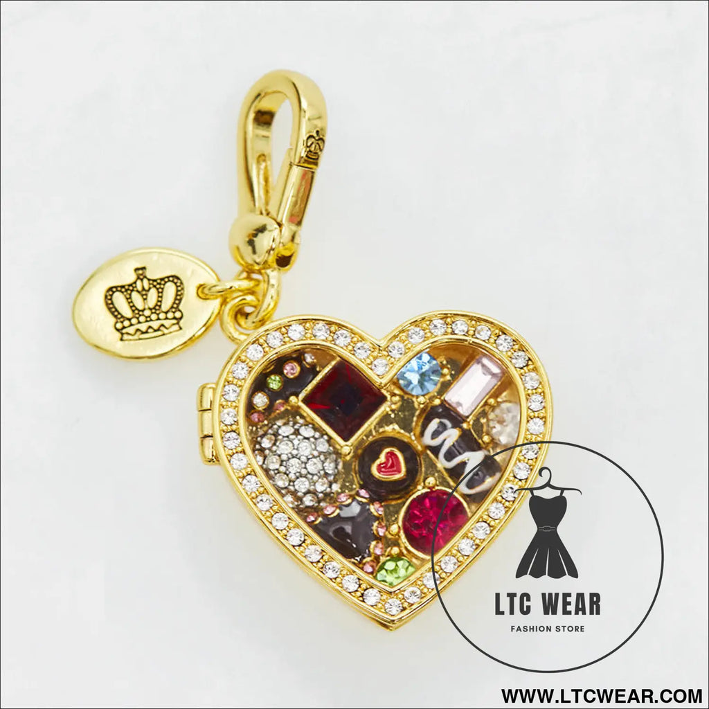 Enamel glazed chocolate gemstone transparent heart-shaped box with an openable pendant and box
