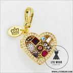 Enamel glazed chocolate gemstone transparent heart-shaped box with an openable pendant and box