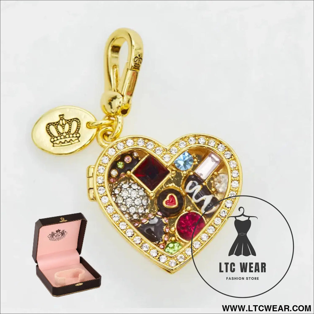 Enamel glazed chocolate gemstone transparent heart-shaped box with an openable pendant and box - pendant box packaging