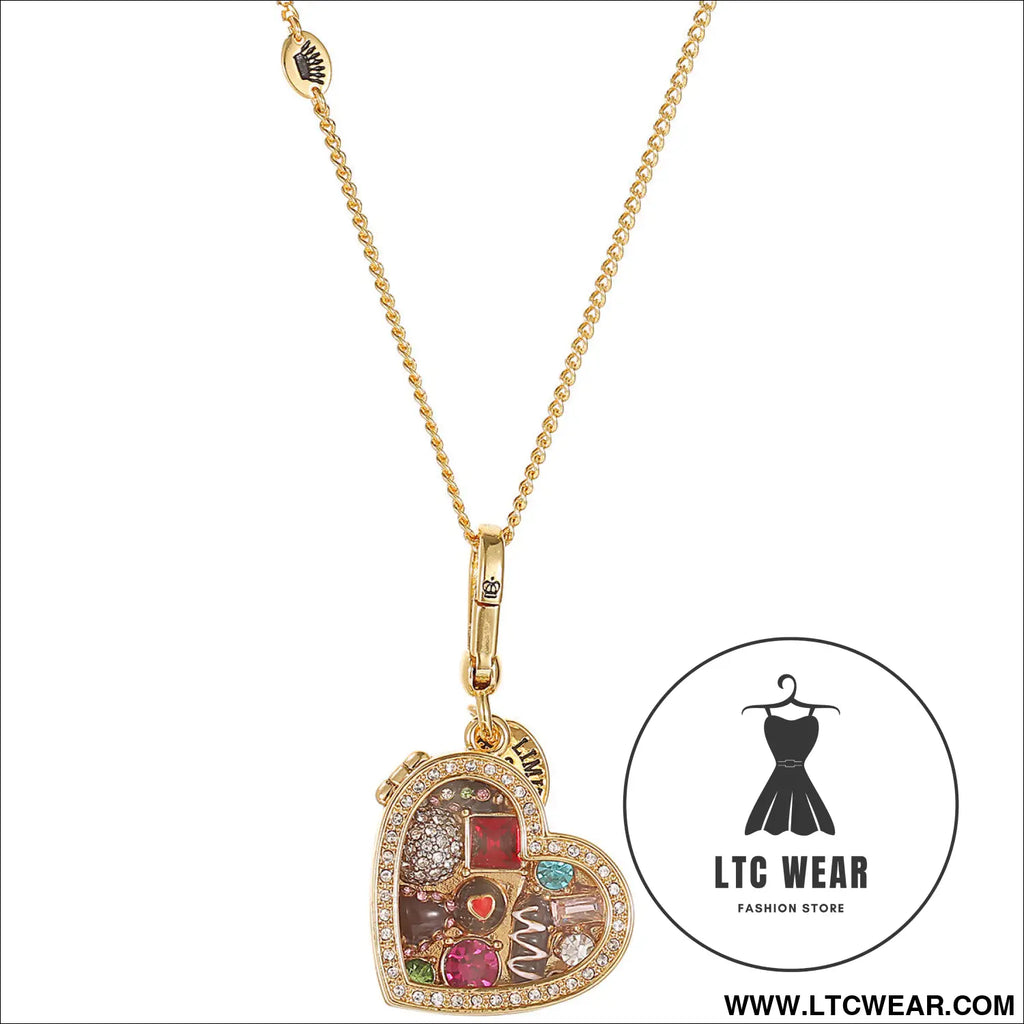 Enamel glazed chocolate gemstone transparent heart-shaped box with an openable pendant and box