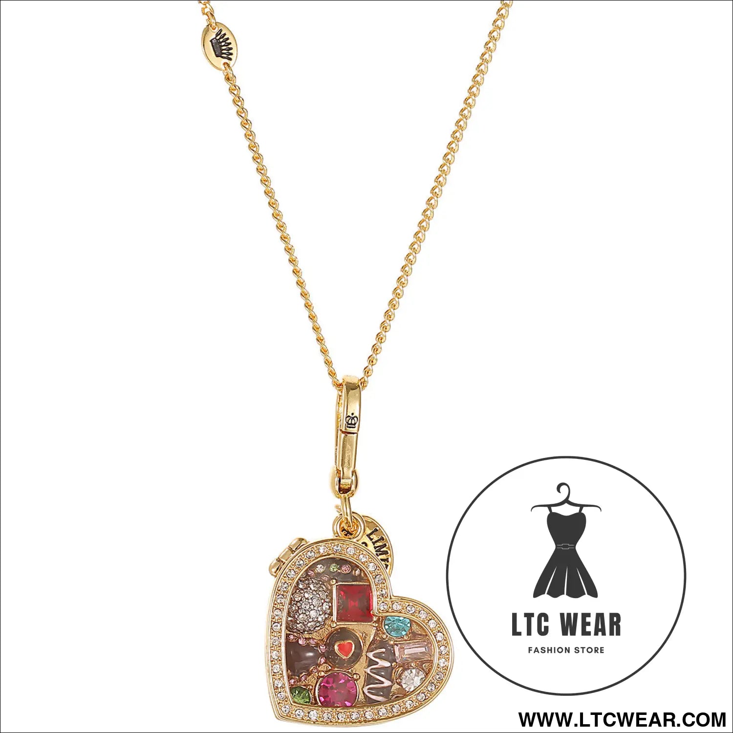 Enamel glazed chocolate gemstone transparent heart-shaped box with an openable pendant and box