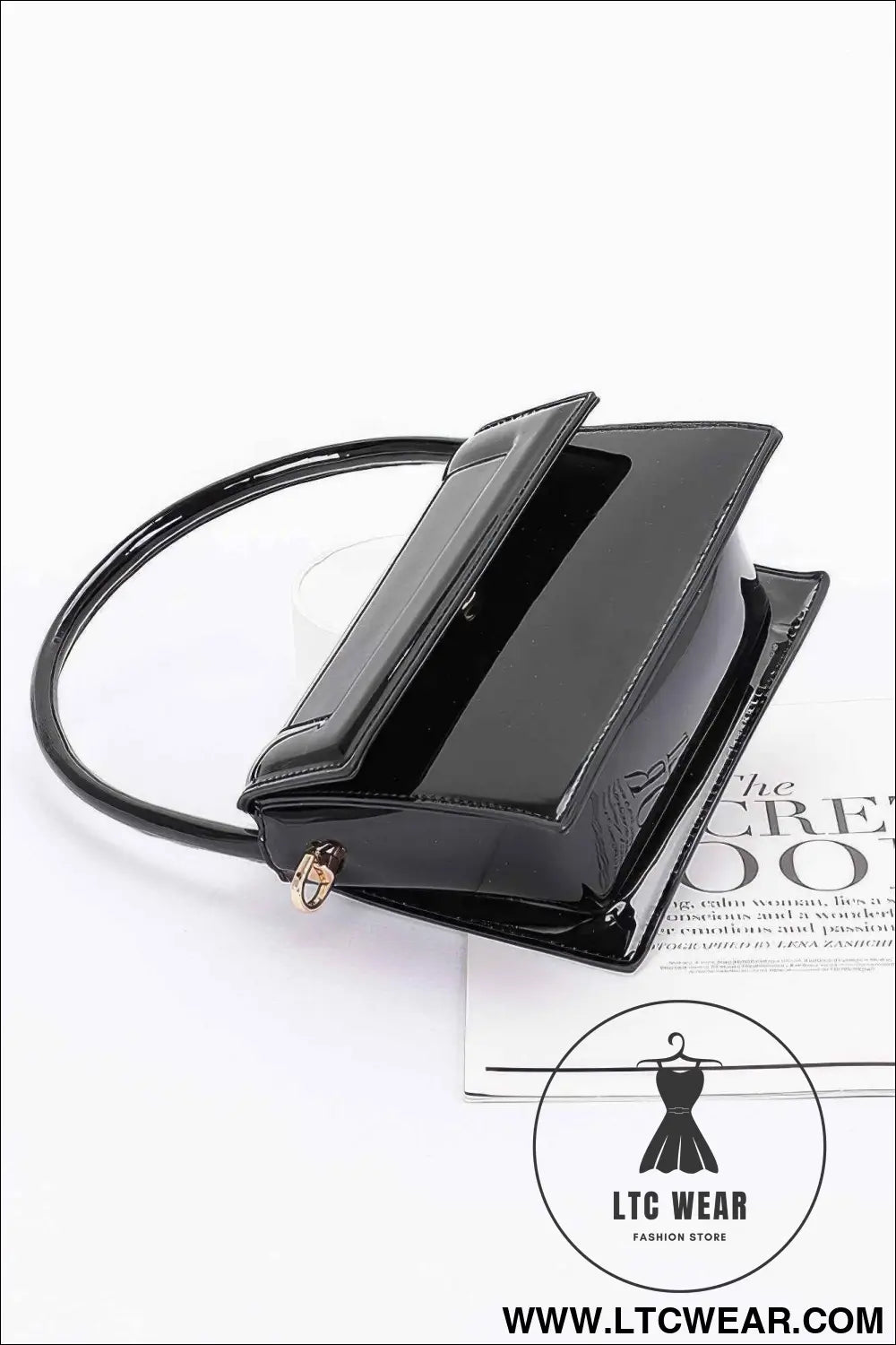 Enamel Top Handle Flap Bag
