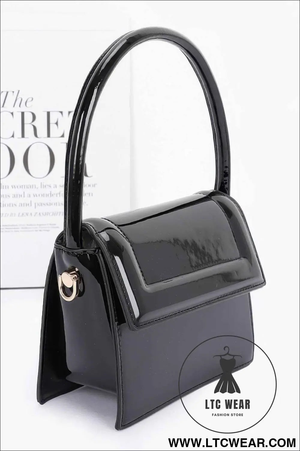 Enamel Top Handle Flap Bag