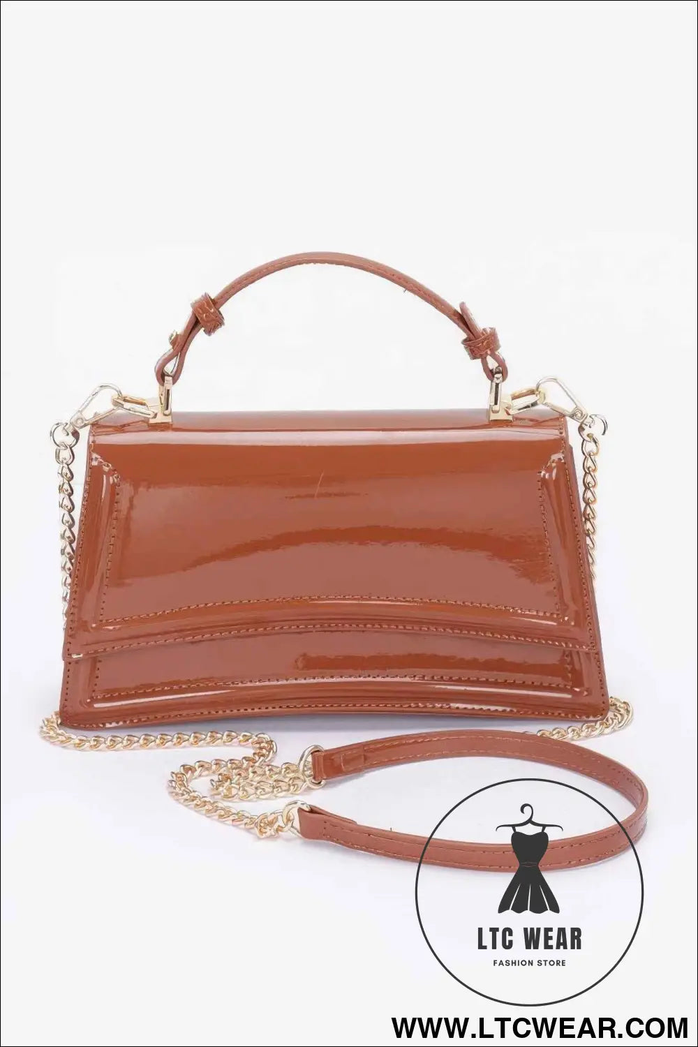 Enamel Top Handle Flap Bag