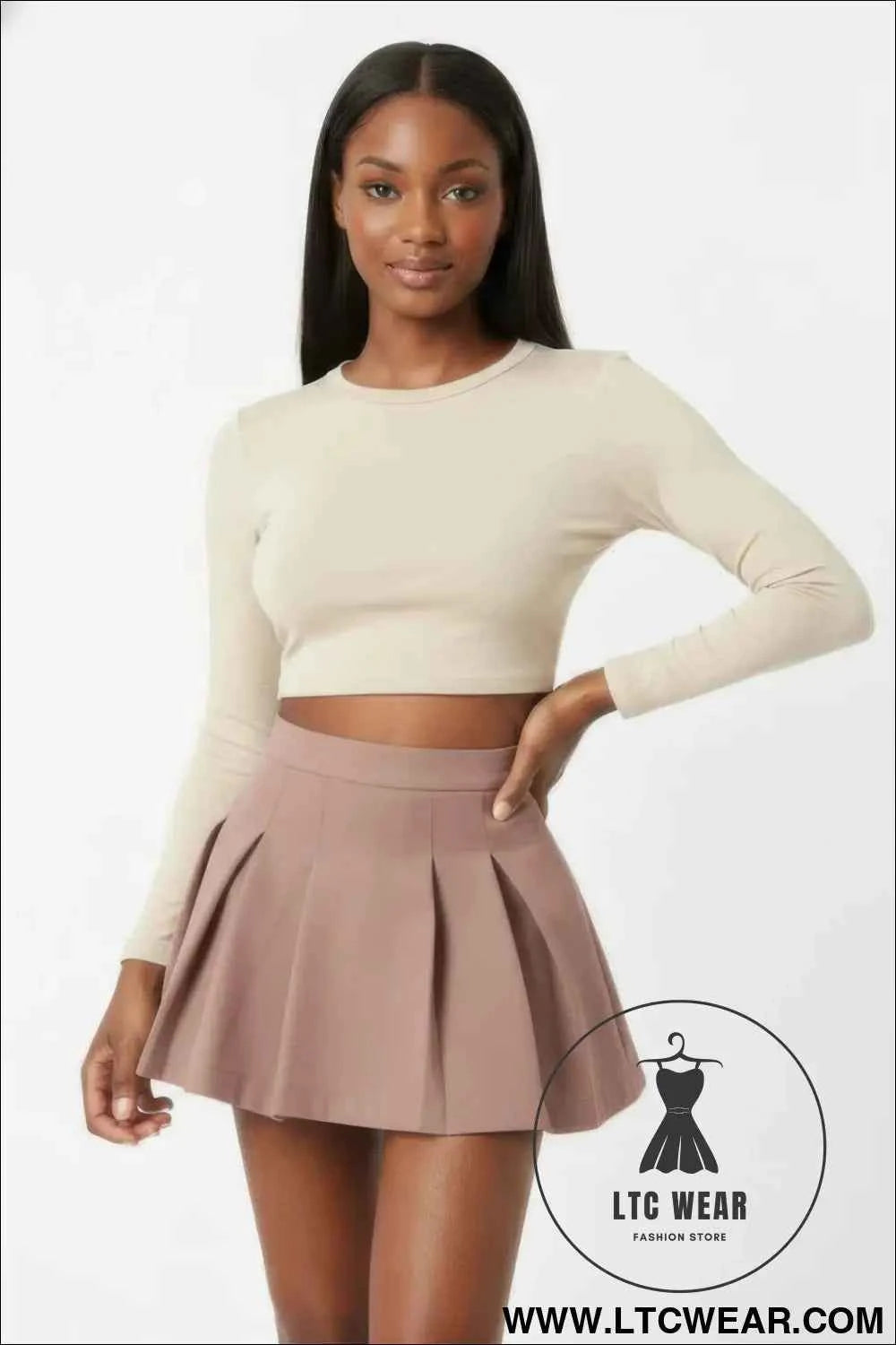 Essential High-waist Pleated Mini Skirt