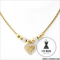 European and american style titanium steel heart tree of life rhinestone necklace for women simple love charm jewelry