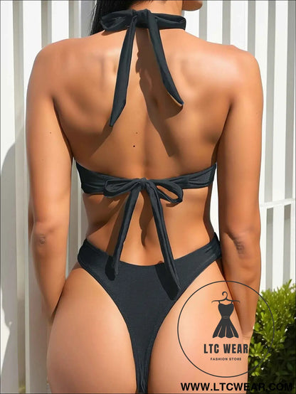 European Chic CutOut Solid Color OnePiece Bikini Swimsuit