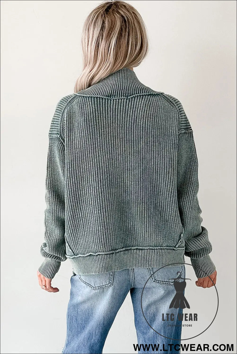 Evergreen mineral wash exposed seam patchwork knit cardigan - cardigans