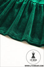 Evergreen sequin puff sleeve high waist tiered velvet mini dress - sequin dresses