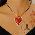 Exaggerated large heart necklace sweet and spicy lolita style pendant clavicle chain for women - red