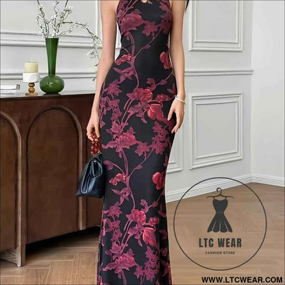 Exquisite Floral Mandarin Collar Cheongsam Elegant Party Dress