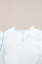 White Embroidered Ruffled Sleeve Frill Blouse