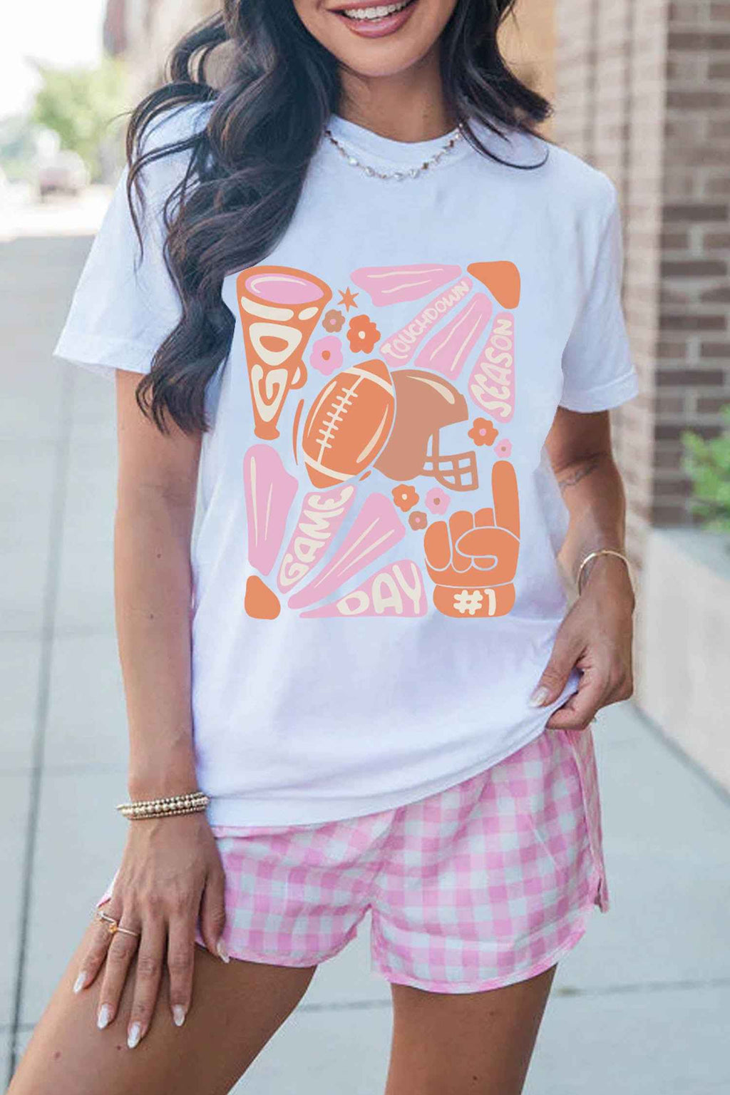 White Game Day Touchdown Season Graphic Tee