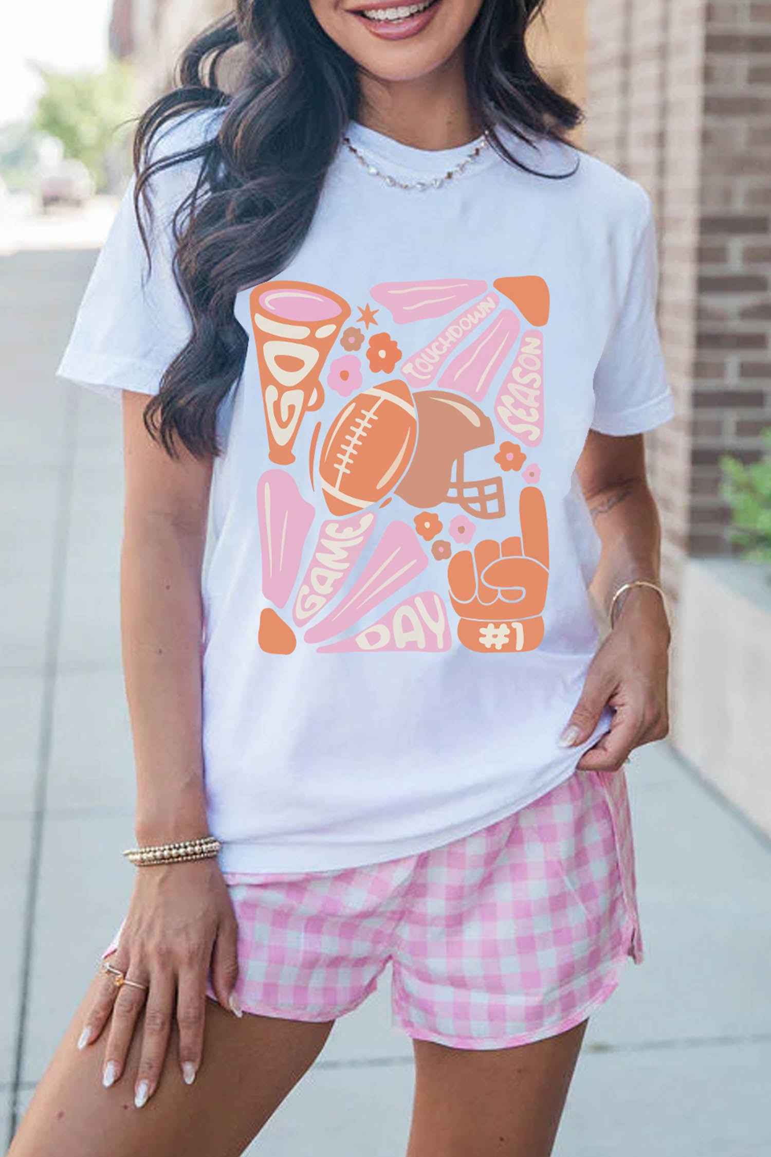 White Game Day Touchdown Season Graphic Tee