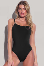 Black Thin Strap Strappy Lace-up Backless One Piece Swimsuit